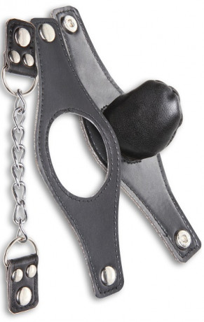 Кляп 3в1: металлическая цепочка, кожанный кляп-шарик и кляп"Открытый рот"