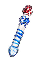 Двусторониий стеклянный фаллос с точечной текстурой