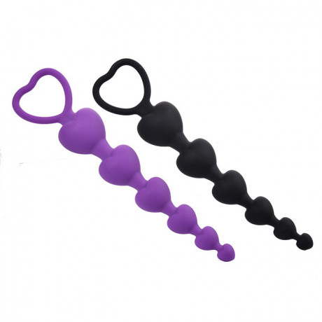 Силиконовые анальные бусы сердечки