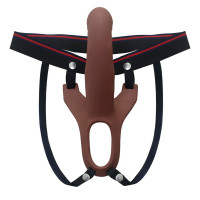 Страпон с насадкой из силикона с ярковыраженной головкой и полостью для члена