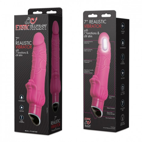 Семидюймовый вибромассажер со стимулятором клитора Erotic Fantasy