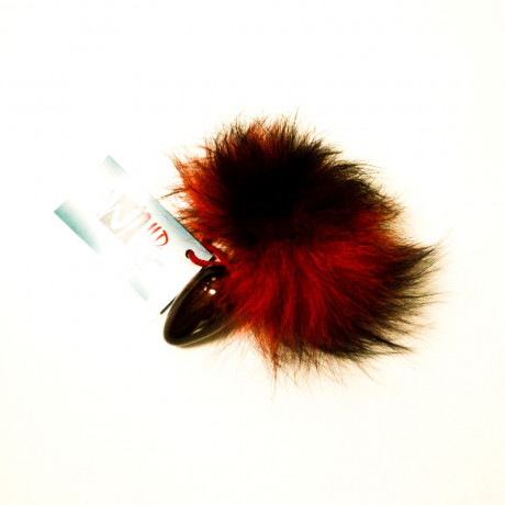 Пробка анальная с красно-черным заячьим  хвостом