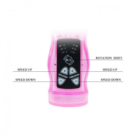 Розовый вибратор ротатор со стимулятором клитора Baile