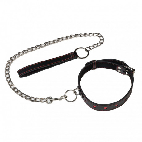 Ошейник с поводком декорированный сердечками