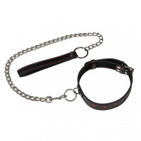 Ошейник с поводком декорированный сердечками