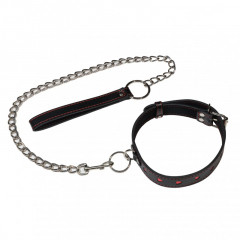 Ошейник с поводком декорированный сердечками