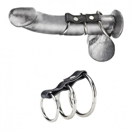 Хомут на пенис из трех металлических колец 3 RING GATES OF HELL