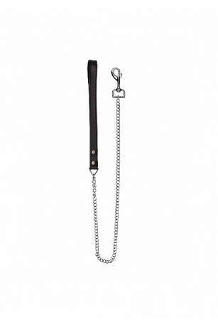 Поводок из металлической цепочки с карабином и специальной кожаной петли Leather Handle Chain Lead