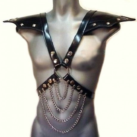 Садо мазо мужская сбруя с эполетами