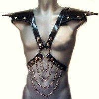 Садо мазо мужская сбруя с эполетами