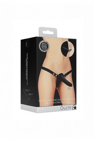 Силиконовый женский вибро страпон с вагинальной пробкой и ремешками Adjustable