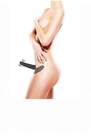 Силиконовый женский вибро страпон с вагинальной пробкой и ремешками Adjustable