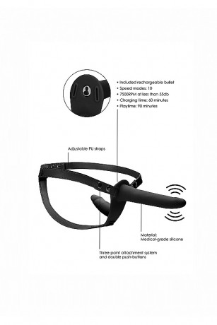 Силиконовый женский вибро страпон с вагинальной пробкой и ремешками Adjustable
