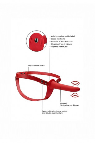 Силиконовый женский вибро страпон с вагинальной пробкой и ремешками Adjustable