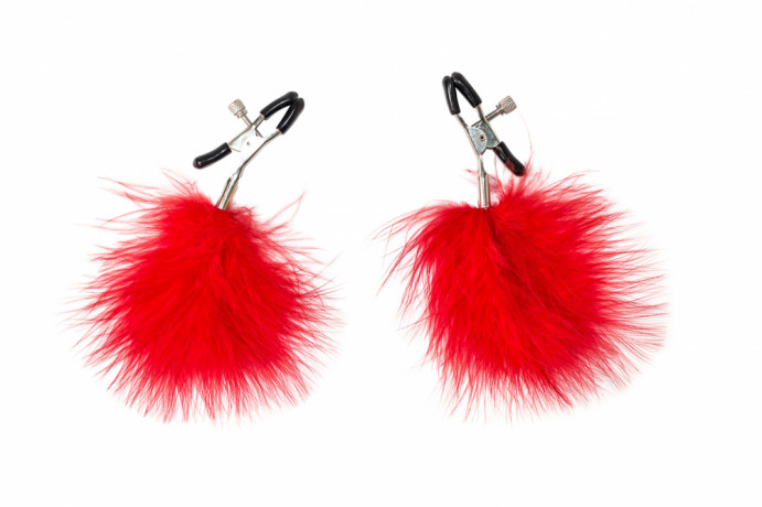Оригинальный зажимы на соски украшенные пушком Party Hard Euphoric