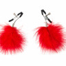 Оригинальный зажимы на соски украшенные пушком Party Hard Euphoric