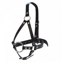 Сбруя из ремней на лицо с кольцом в рот