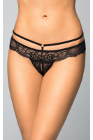 Черные трусики с открытым доступом из роскошного кружева Softline Collection