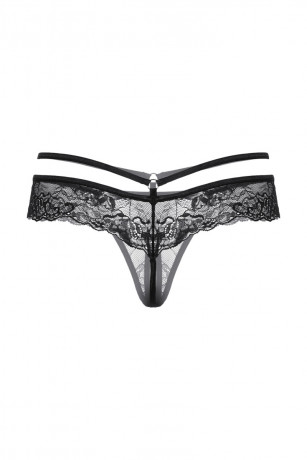 Черные трусики с открытым доступом из роскошного кружева Softline Collection