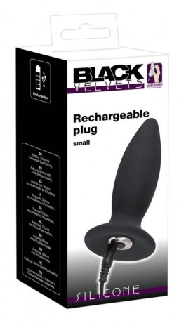 Перезаряжаемая анальная пробка из нежного силикона Black Velvets Recharge Plug