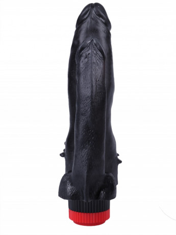 Двойной анально-вагинальный вибромассажер из черного эластомера