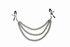 Металлические зажимы на соски с тремя цепочками Party Hard Uncensored