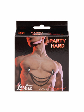 Металлические зажимы на соски с тремя цепочками Party Hard Uncensored