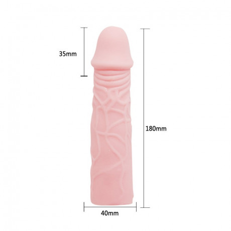 Реалистичная насадка закрытого типа для удлинения пениса + 3,5 см