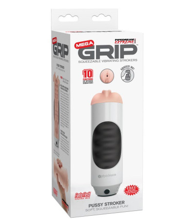 Вибромастурбатор ультра реалистичная вагина в мягкой тубе Mega Grip Vibrating Stroker Pus