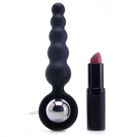 Черная анальная цепочка Booty с вибрацией