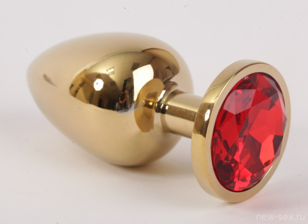 Золотая анальная пробка GOLDEN PLUG Small ruby