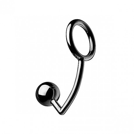 Металлическое эрекционное кольцо с анальным шаром Tom of Finland