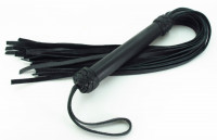 Черная многохвостовая плеть с жесткой рукояткой Турецкие головы