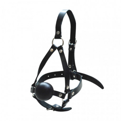 Кляп-шар с фиксацией-сбруей на голову