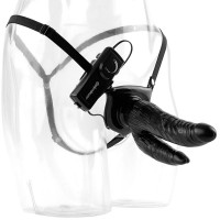 Черный женский страпон с вибрацией VIBRATING DUAL PENETRATOR