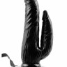 Черный женский страпон с вибрацией VIBRATING DUAL PENETRATOR