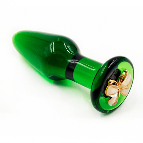 Стеклянная анальная пробочка с бабочкой