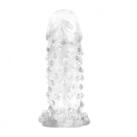 Закрытая насадка на пенис с пупырышками и усиками Brave Man