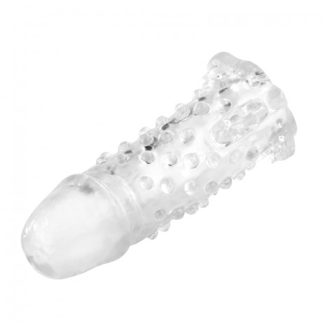 Закрытая насадка на пенис с пупырышками и усиками Brave Man