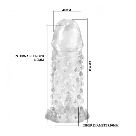 Закрытая насадка на пенис с пупырышками и усиками Brave Man