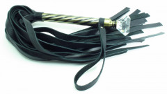 Эксклюзивная кожаная плеть с широкими хвостами и кристаллом в рукоятке