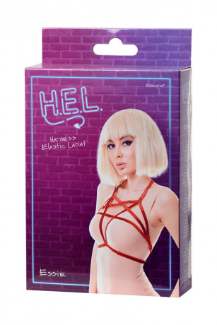 Портупея с открытой грудью и переплетающимися блестящими красными лентами Essie