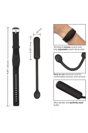 Перезарежаемый миниатюрный вибратор с управлением на браслете Wristband Remote Petite Bullet