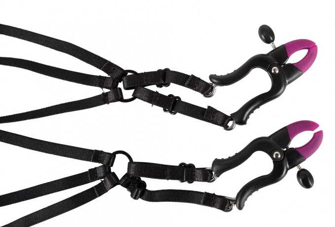 Бюстгальтер-сбруя с зажимами на соски