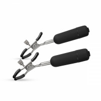 Стальные виброзажимы на соски с 12 режимами вибрации Nipple Clamps With Vibrating Bullets