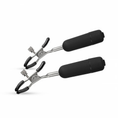 Стальные виброзажимы на соски с 12 режимами вибрации Nipple Clamps With Vibrating Bullets