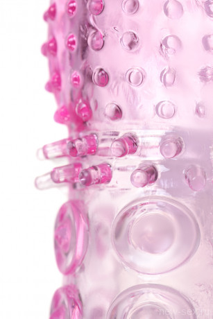 Рельефная насадка на пенис с упругими мягкими шипами и точками TOYFA