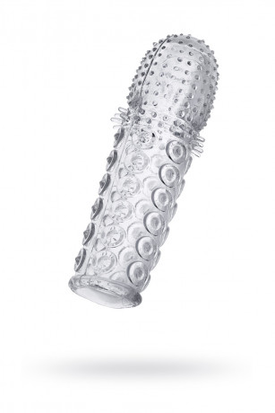 Рельефная насадка на пенис с упругими мягкими шипами и точками TOYFA