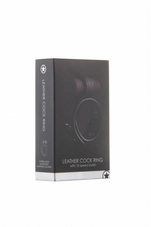 Эрекционное кольцо в виде кожаного ремешка с вибропулей Leather Cock Ring