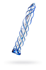 Прозрачный фаллос из стекла с синей спиралью